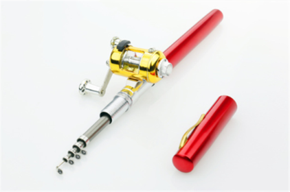 Mini Ice Fishing Rod Pocket Raft Rod Portable Gift Fishing Rod (Color: Red)